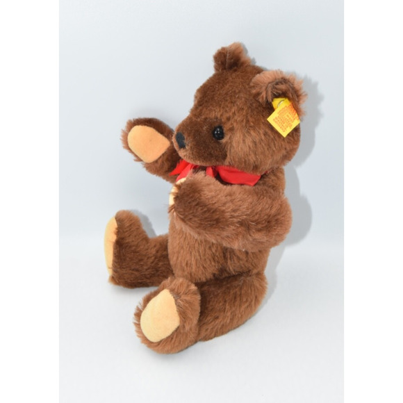 Vintage 1980's Teddy Bear Steiff Chocolate Mohair Jointed 0206/26 Button Tag - Picture 3 of 11